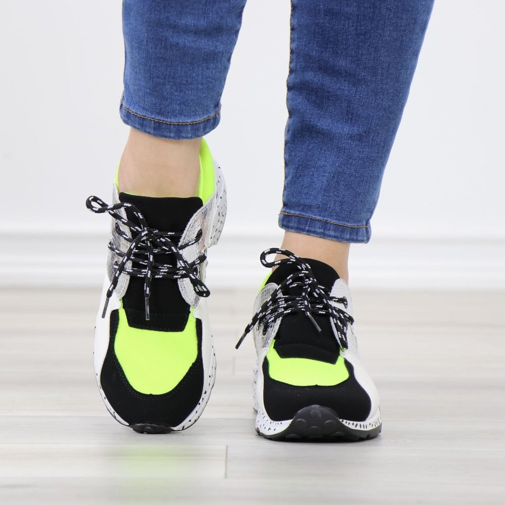 White Neon Animal Print Fashion Comfort Wedge Heel Sneakers Shoes - Picture 13 of 14